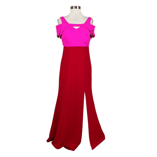 Nightway Color Contrast Fuschia Red Gown Split 10 - Image 2