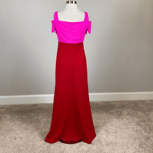 Nightway Color Contrast Fuschia Red Gown Split 10 - Image 3