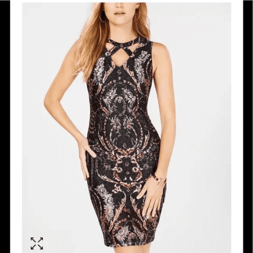 Guess Womens Black Cut Out Lace Sleeveless V Neck Above the Knee Cocktail Body Con Dress 2 - Image 2