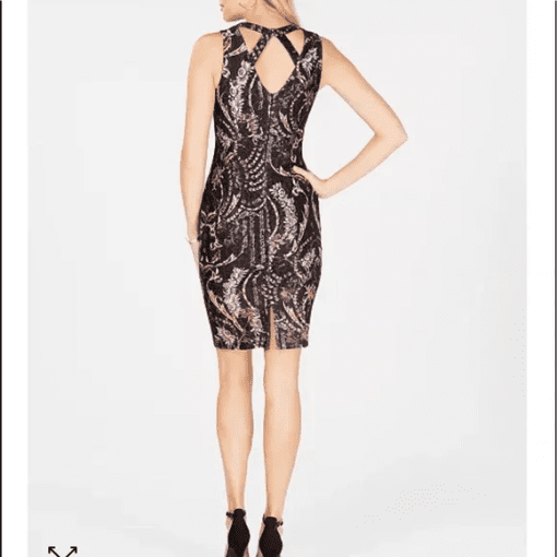 Guess Womens Black Cut Out Lace Sleeveless V Neck Above the Knee Cocktail Body Con Dress 2 - Image 3