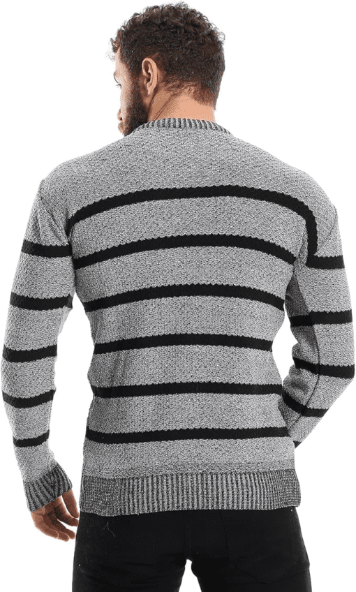 Chaps Men's Sweater - Midweight Classic Fit Cotton Crewneck Striped Pullover Sweater for Men 2XL - Image 2