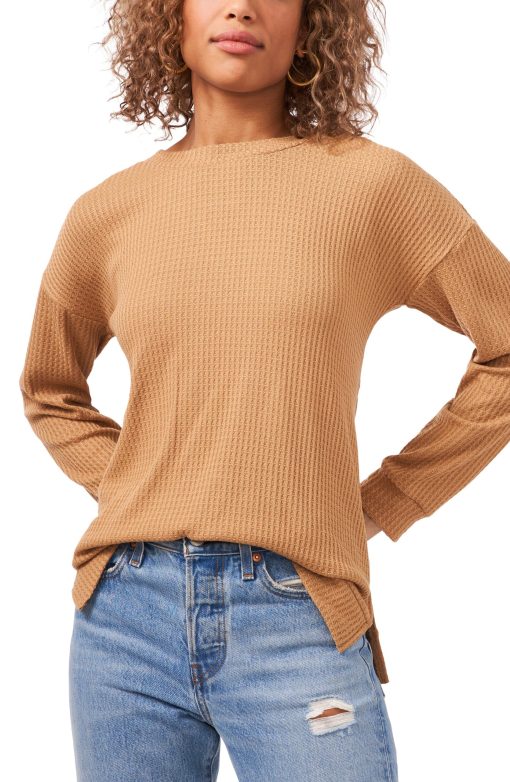 1.STATE Long Sleeve Open Twist Back Top M