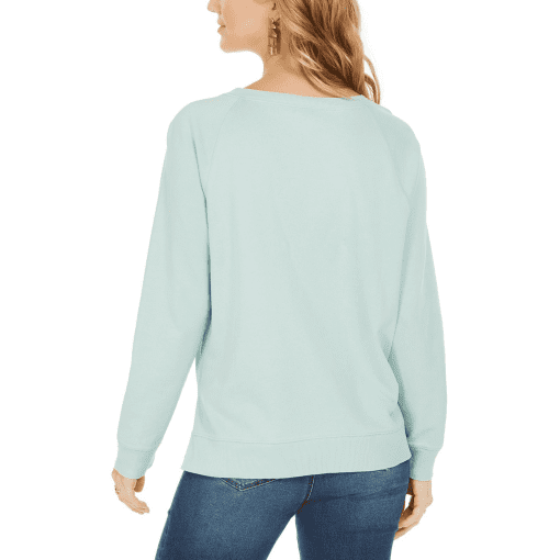 Style & Co Women's Embroidered Cotton Sweatshirt Green Size X-Large - Image 2