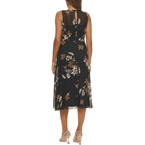 Calvin Klein Women's Floral-Print a-Line MIDI Dress - Black Multi 6 - Image 2