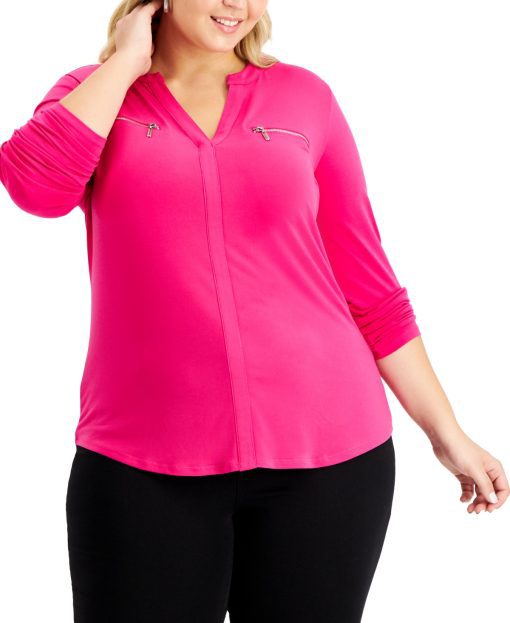 I.n.c. International Concepts Plus Size Zip-Pocket Top,  3X