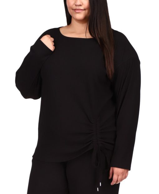 Michael Kors Plus Size Boat-Neck Ruched Top 2X