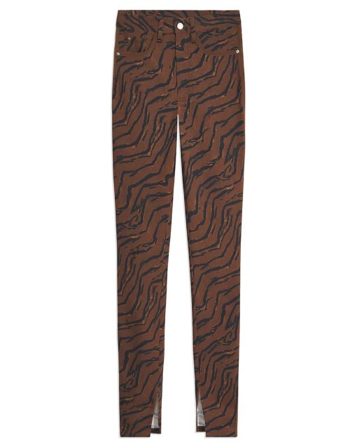 Danielle Bernstein WeWoreWhat Zebra Brown Piped Stiletto Jean 24