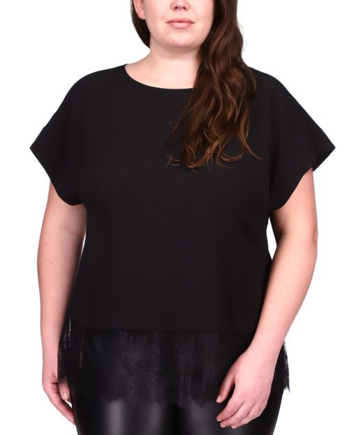 Michael Kors Plus Size Lace-Hem Top 2X