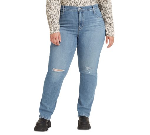 Levi's Plus Size 724 Distressed Jeans - Light Wash 20W - Women's