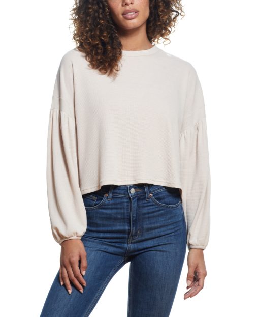 WEATHERPROOF Women's Waffle Crewneck Pullover Top S