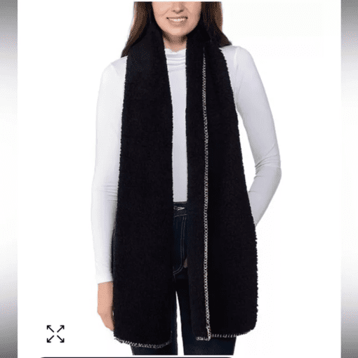 NEW Jenni Solid Black Sherpa Soft Scarf Wrap, One Size - Image 2