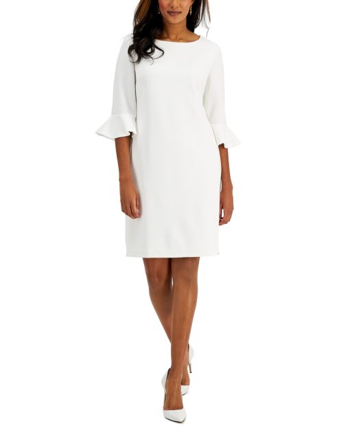 Kasper Ruffle-Sleeve Sheath Dress White 8