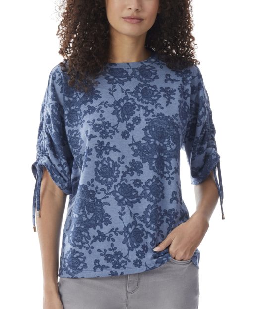 Jones New York Women's Printed Terry Boxy Top XS