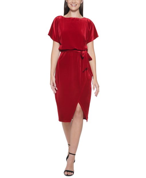 kensie Red Velvet Midi Dress - XL - Party Dress