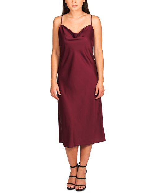 Pink Rose Juniors Cowl-Neck Cami Dress Wine M