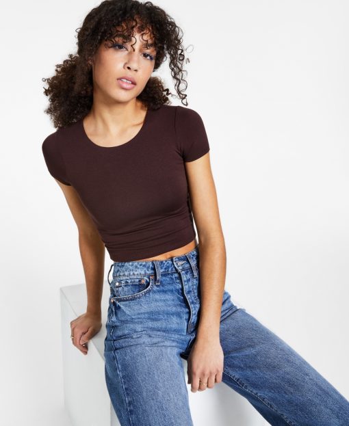 Bar III Crepe Cropped T-Shirt L