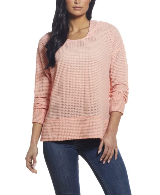 WEATHERPROOF VINTAGE Coral Knit Hoodie Top - Women's Size S - Sweater
