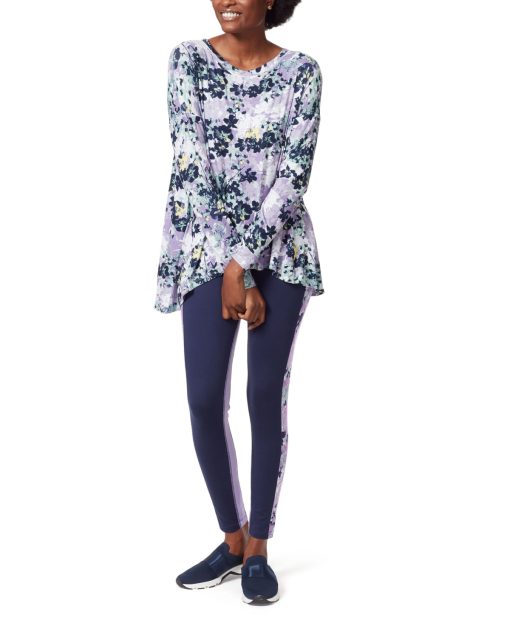 Anne Klein Sport Women's Noemi Active Floral Print Thermal Top XL