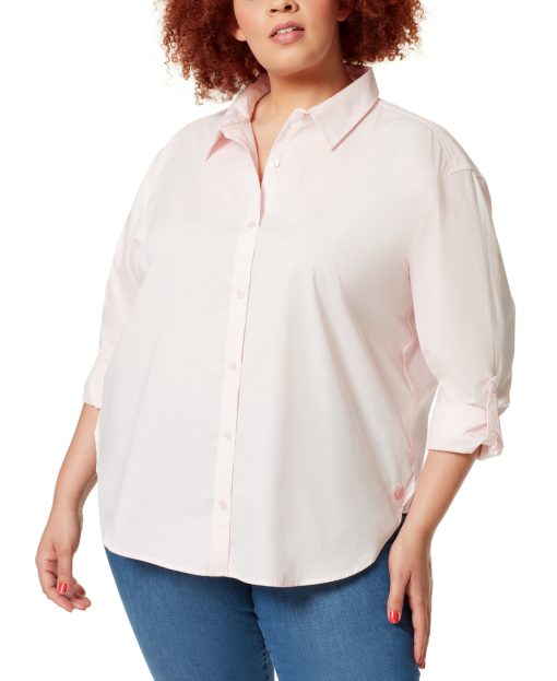 Gloria Vanderbilt Plus Size Amanda Shirt - Pink Parasol 3X