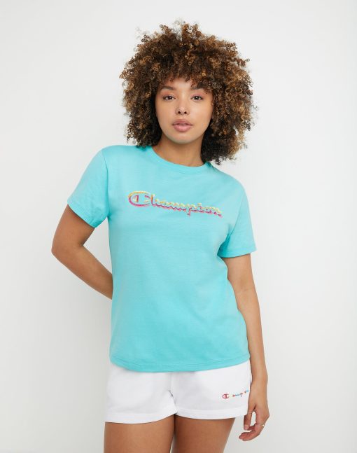 Champion Women's Blue Tee Shirt, X-Large, Crew Neck, Casual Top