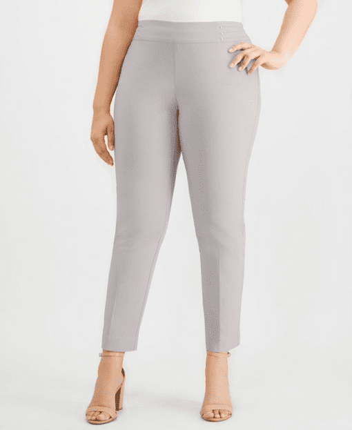 JM Collection Plus Size Lunar Grey Slim Leg Pants - Women's Trousers - Image 2