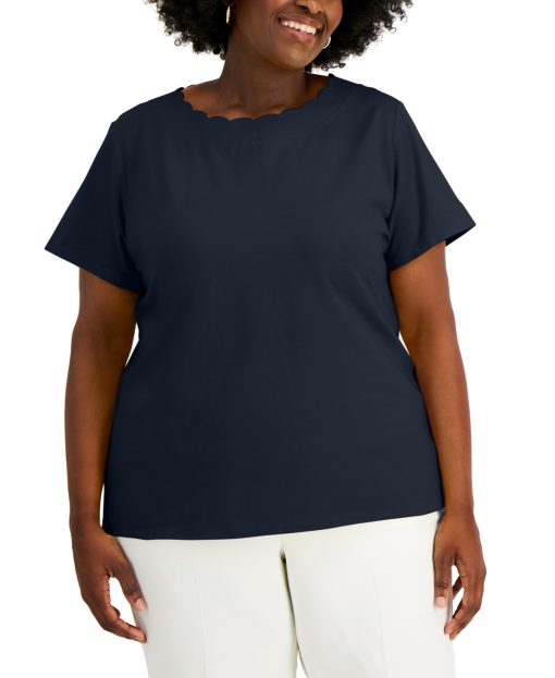 Anne Klein Plus Size Scalloped T-Shirt 3X