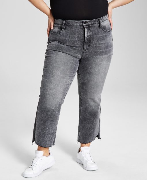 And Now This Trendy Plus Size High-Rise Step Hem Jeans - Riley Wash 18W