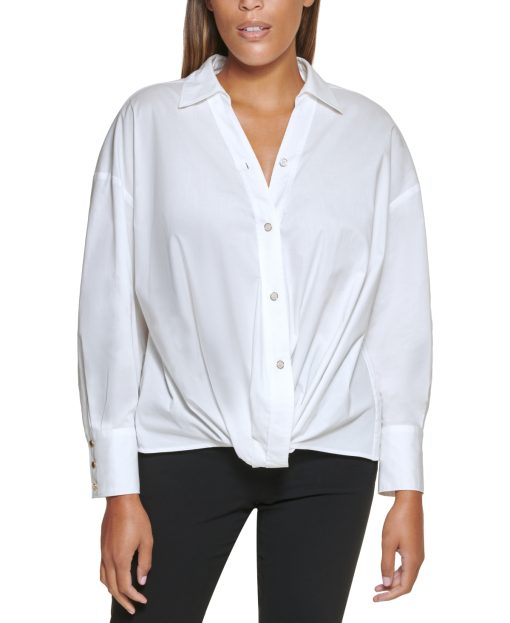 Dkny Knot-Front Button-up Top XXL