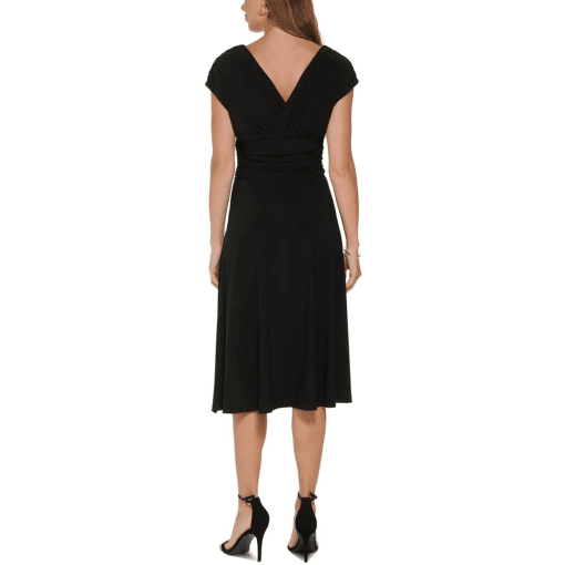 Womens Ruched V-Neck MIDI Dress 16 - Image 2