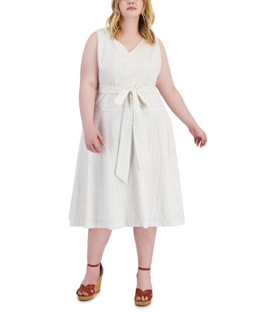 Taylor White Plus Size Embroidered Midi Dress - 22W - Women's Dresses