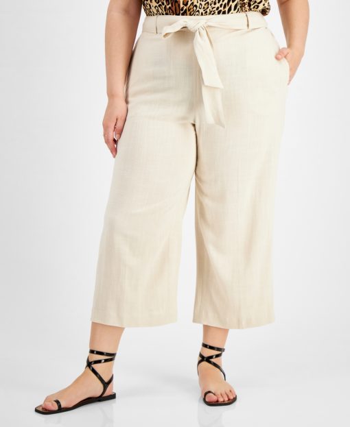 BAR III Beige Plus Size Cropped Pants - Women's 22W - Culottes