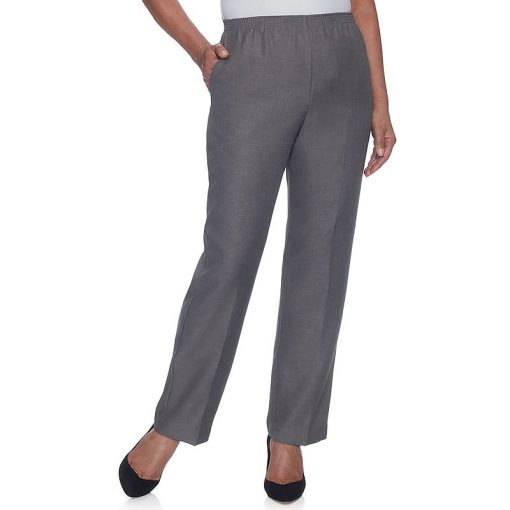 Alfred Dunner Plus Size Pull-On Straight-Leg Grey 20WS