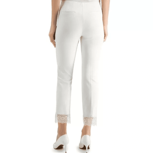 Alfani Womens Lace-Hem Ankle Pants 18 Soft White - Image 3