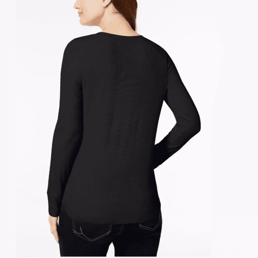 INC Womens Black Long Sleeve Crew Neck T-Shirt XXL - Image 3