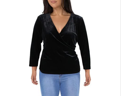 Womens Velvet Surplice Wrap Top XL