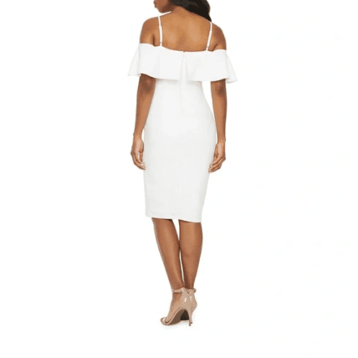 Premier Amour White Cold Shoulder Midi Dress - Size 4 - Cocktail Dress - Image 2