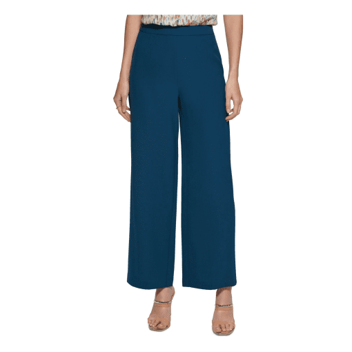 Dkny Women's Blue HIgh-Rise Wide Leg Pants Size 10 - Image 2