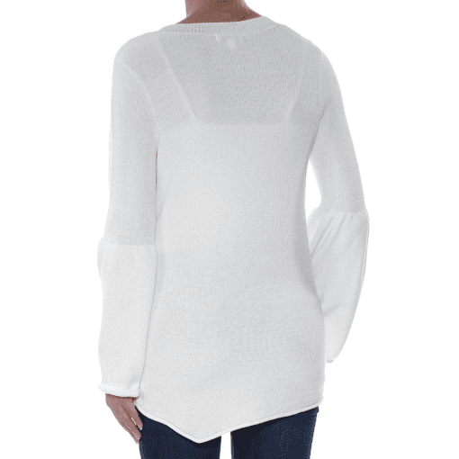 Kensie Womens Bell Sleeve Pullover Sweater, White, XL - Image 2