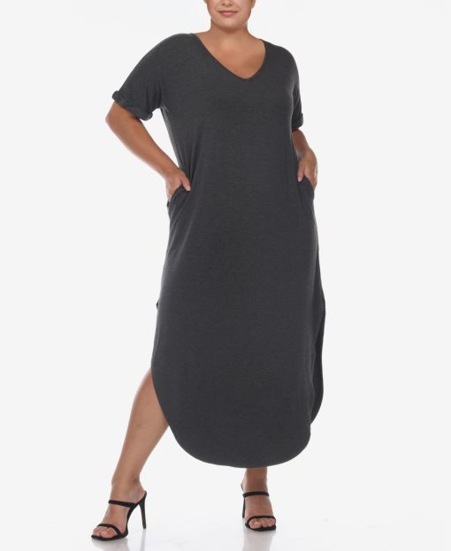 White Mark Plus Size Charcoal Maxi Dress 2X - Casual Dresses