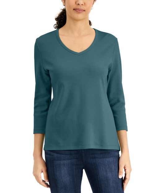 Karen Scott Petite 3/4-Sleeve Top,  PET/LGE