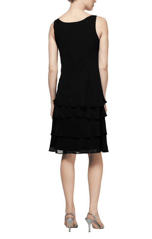 SL FASHIONS Siny Sequin Chiffon Dress Black 10 - Image 3