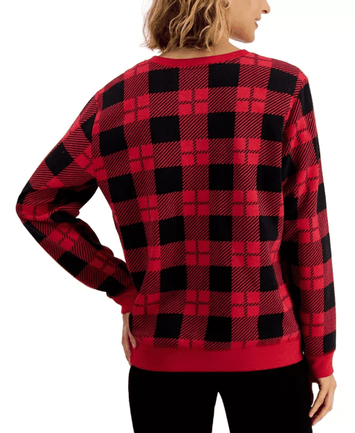 Karen Scott Plus Red Plaid Sweatshirt - Plus Size Tops - Image 2