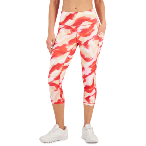 ID Ideology Women S Compression Side-Pocket Cropped Leggings  Fiery Red  X-Small - Image 2