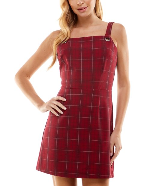 Juniors Red Plaid Mini Dress - Size M - Women's Dresses