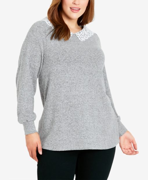 Avenue Avenue Plus Size Soft Touch Co Gray 18W