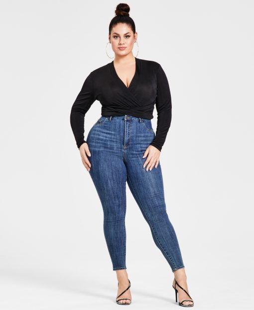 Nina Parker Trendy Plus Size Crossover Bodysuit 4X