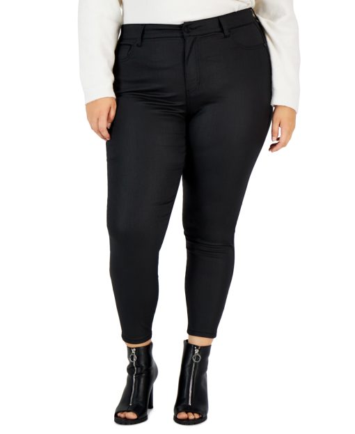 Celebrity Pink Plus Size Black Coated Jeans - 16W - Curvy Fit