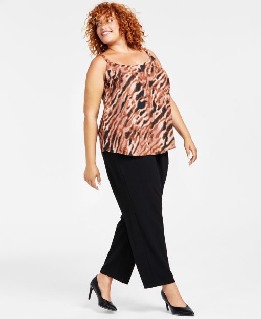 Bar III Plus Size Animal Print Tank Top - Brown - Women's Shells