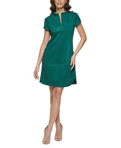 Kensie Women's Sueded Scuba Shift Dress - Pine - Size 2