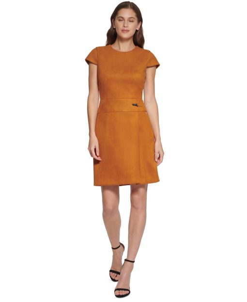 DKNY Roasted Pecan Faux Suede Dress Size 16 - Women's Dresses